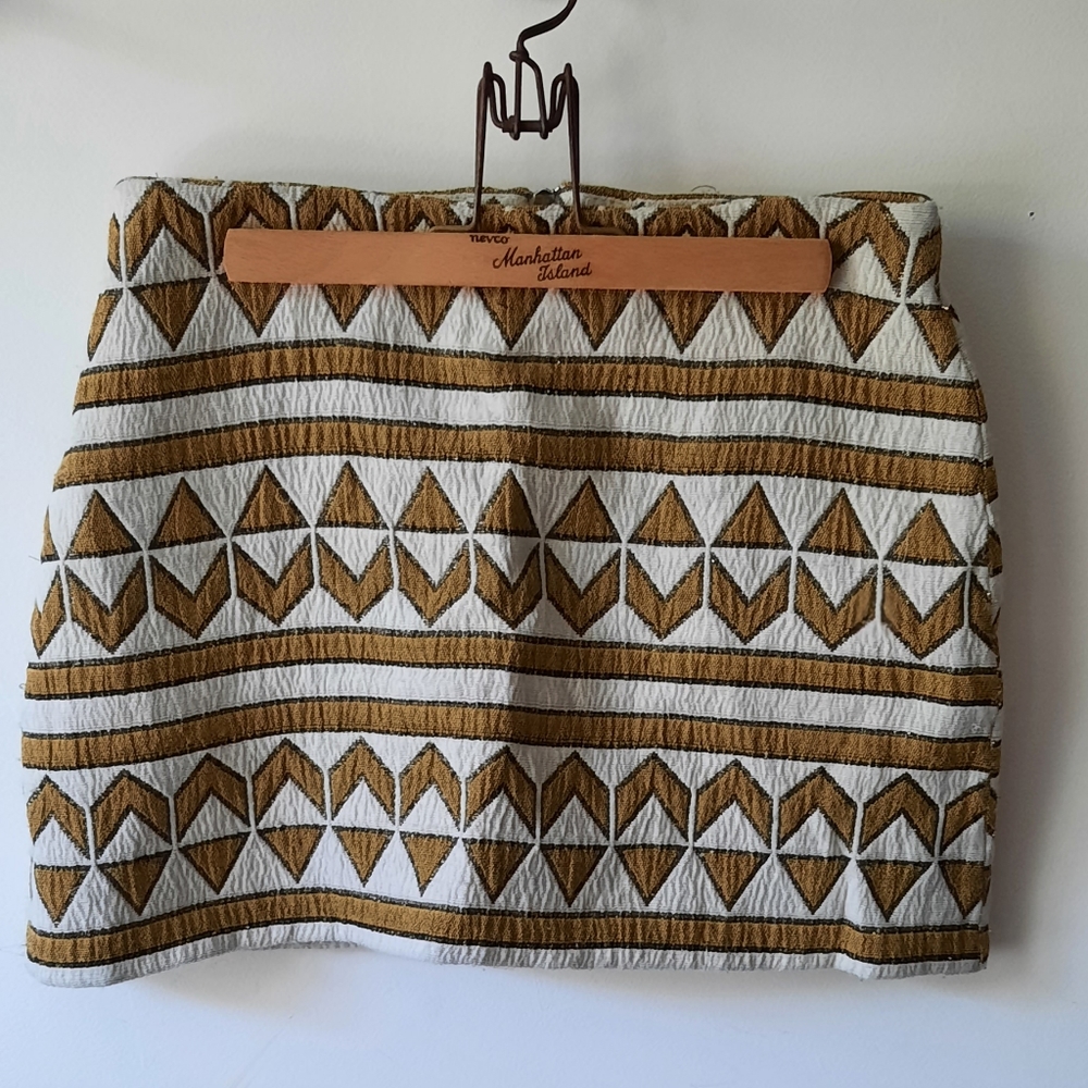 Zara Highwaiste Woven Patterned Miniskirt Sz Small